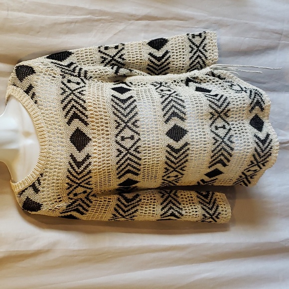 Ruby Rd. Cream, Black, and Gold Metallic Pointelle Knit Sweater - NWT - Picture 14 of 14